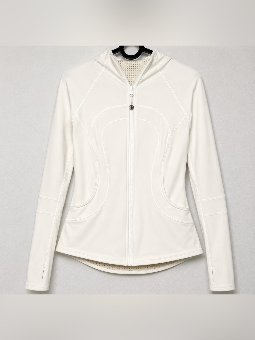 Lululemon Reversible Jacket Women 4 Off White Perforated Zip Up Athletic Hoodie